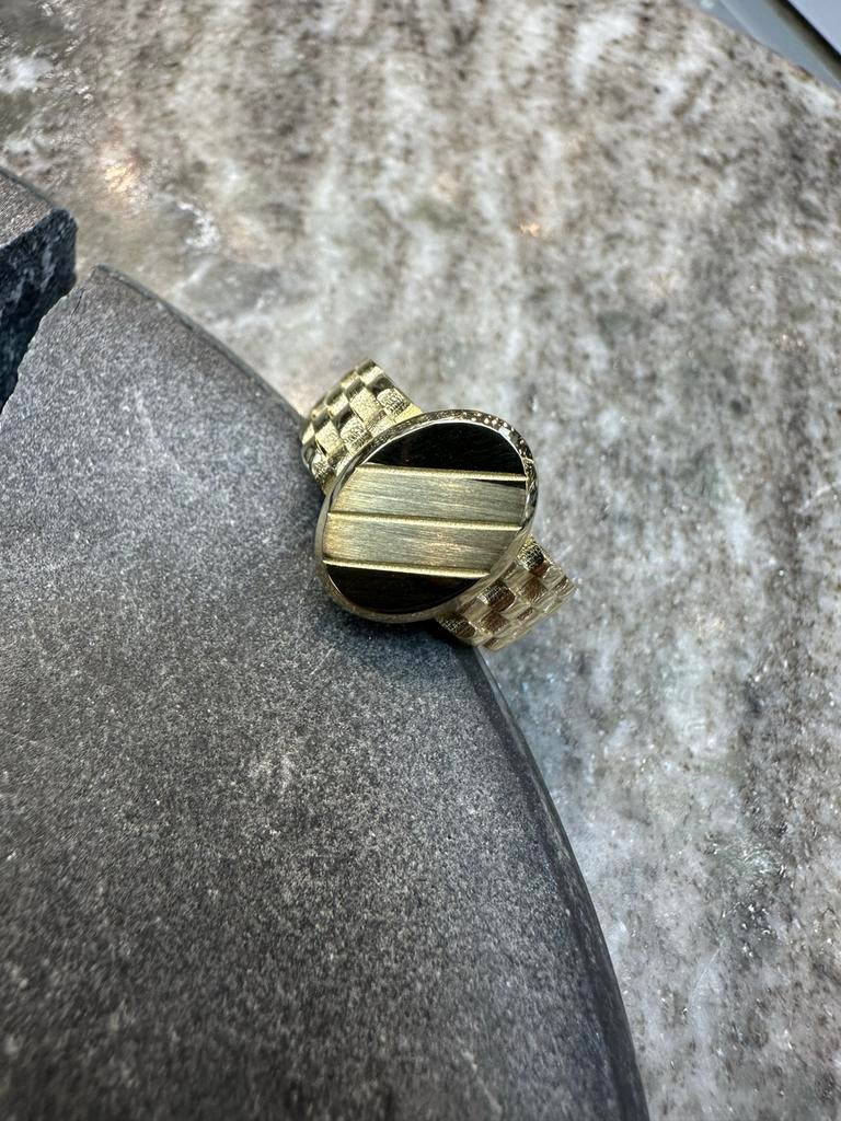 14k Gouden Zegelroley ring, Ophalen of Verzenden, Nieuw, Goud, Dame of Heer