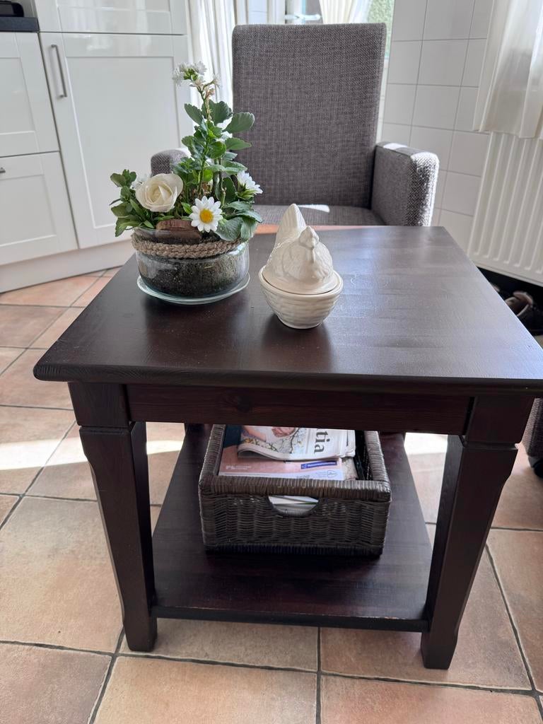 Twee grijze stoffen stoelen en een tafeltje, Huis en Inrichting, Stoelen, Ophalen, Gebruikt, Twee, Stof