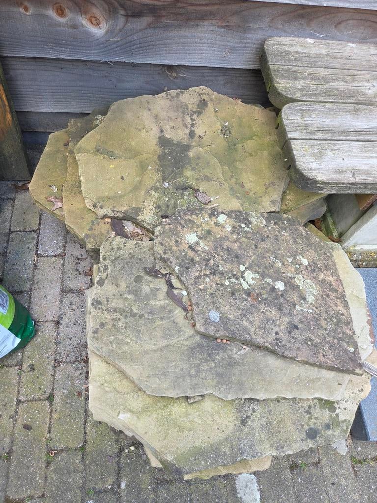 Partij flagstones geel/goud, Tuin en Terras, Tegels en Klinkers, Ophalen, Gebruikt, Terrastegels, Natuursteen