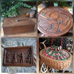 Black forest hout uil naai mand pot bord Afrika mand riet, Ophalen of Verzenden