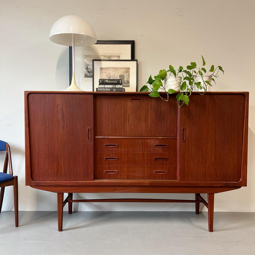 - Vintage highboard •Clausen & Søn• -, Huis en Inrichting, Kasten | Wandmeubels, Gebruikt, ., 100 tot 150 cm, 150 tot 200 cm