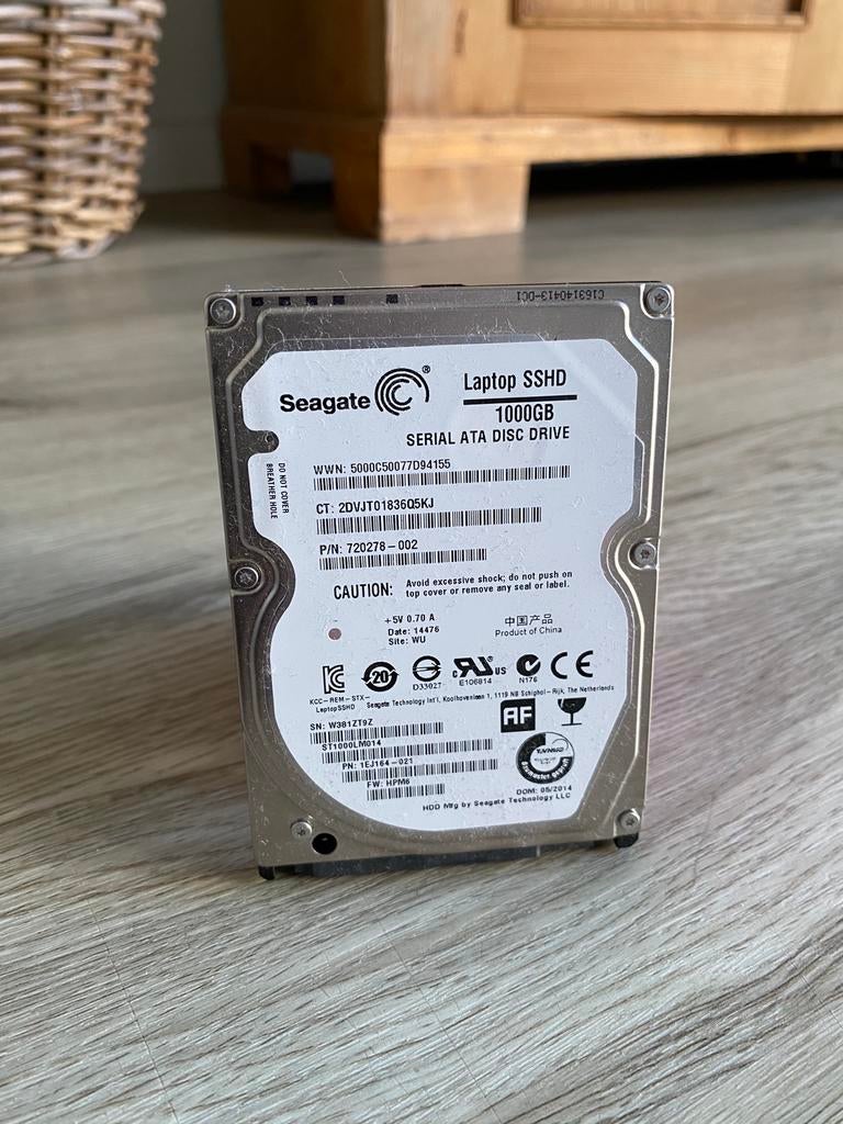 Seagate 2.5” laptop SSHD 1TB 5400rpm SATA 3, Computers en Software, Harde schijven, Gebruikt, Laptop, Intern, HDD, SATA, Ophalen of Verzenden
