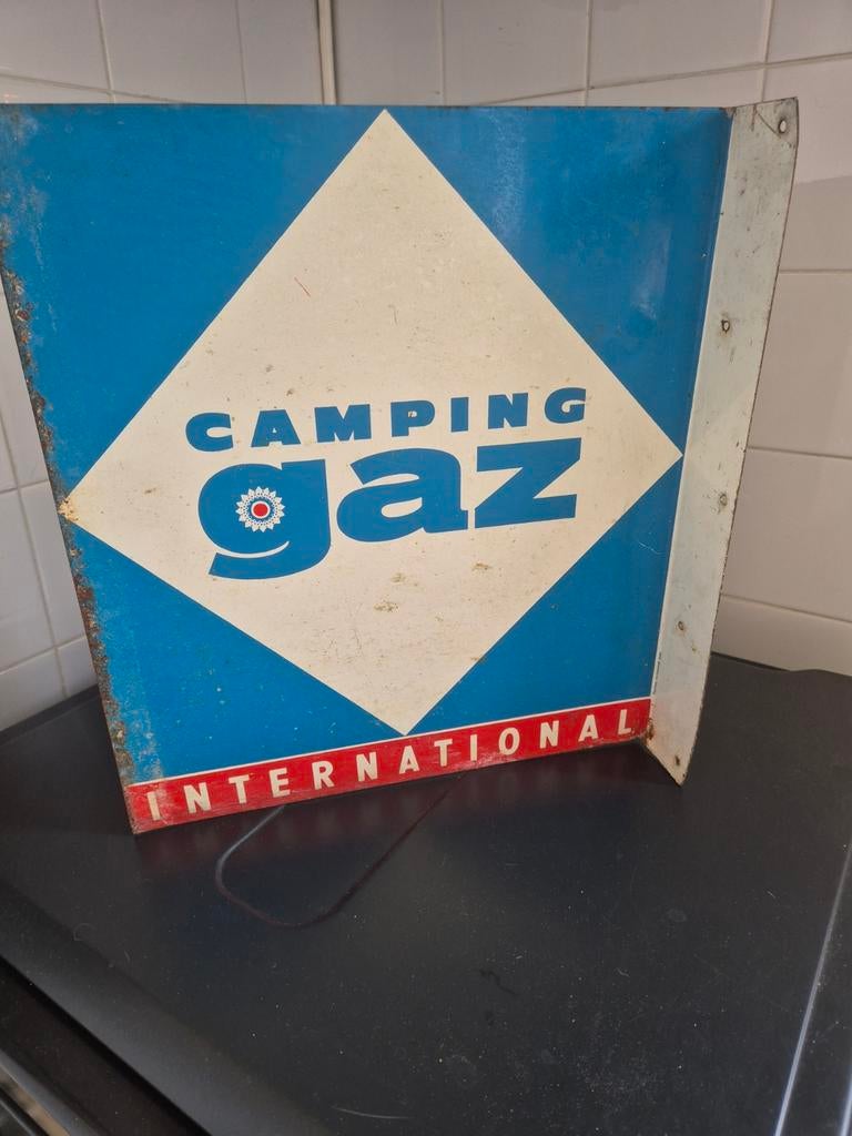 Vintage Camping Gaz International Reclamebord, Ophalen of Verzenden