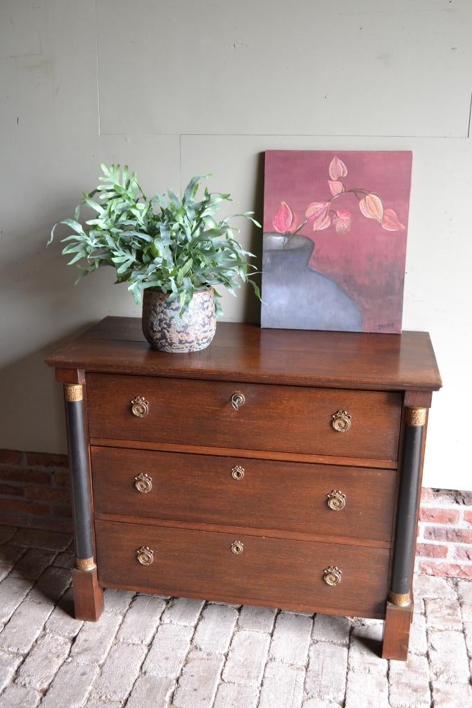 Prachtige antieke eiken houten Empire ladekast, dressoir., Antiek en Kunst, Verzenden