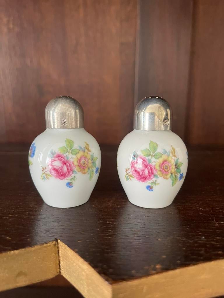 Vintage peper en zout stelletje, Antiek en Kunst, Ophalen, Zilver