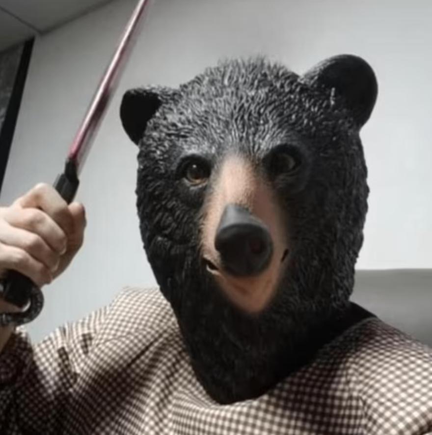 Horror full face latex masker Zwarte Beer, Ophalen of Verzenden, Nieuw, Halloween of Griezel