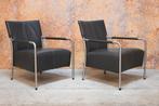 ZGAN! 2 grijze leren Bert Plantagie Class design fauteuils, 75 tot 100 cm, Ophalen of Verzenden, Zo goed als nieuw, Bert Plantagie