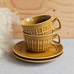 Pruszkow Poland set van 2 kop en schotels okergeel, Keramiek, Ophalen of Verzenden, Zo goed als nieuw, Nvt