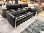 Als nieuw Leolux Goncharov Bank zwart leer Design, Leolux, Driepersoons, Ophalen of Verzenden, Zo goed als nieuw
