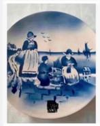 Wandbord Brocante blauw wit Duits Steingut Elsterwerda 21 cm, Ophalen of Verzenden