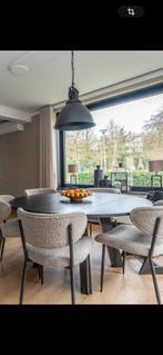 Woood Rhonda XL eettafel 150 cm + salontafel 80 cm zwart, Huis en Inrichting, Tafels | Eettafels, Ophalen, Zo goed als nieuw, Rond