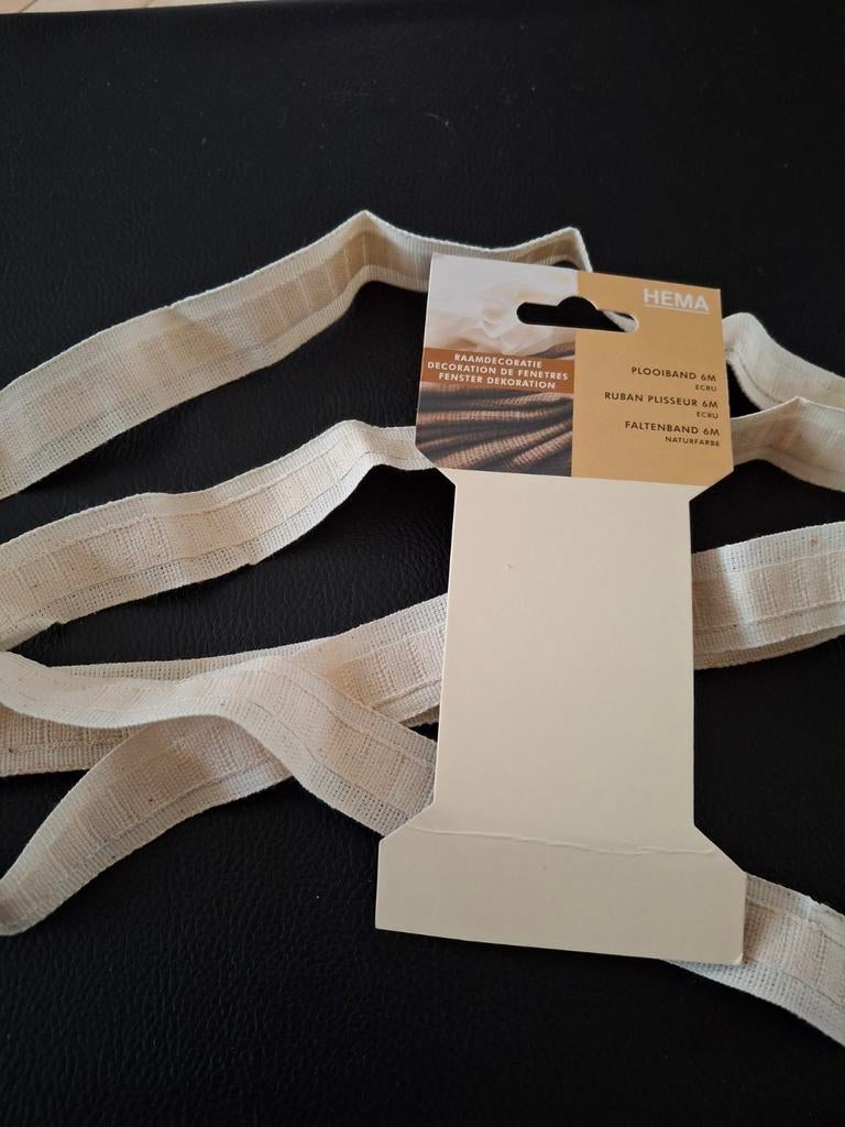 2x HEMA Plooiband Ecru 3 cm breed - Gordijnband, Ophalen of Verzenden, Nieuw, Crème, Minder dan 50 cm