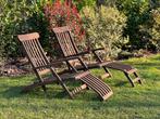 Teakhouten ligstoelen set van 2, Tuin en Terras, Ligbedden, Ophalen, Zo goed als nieuw, Hout, Verstelbaar