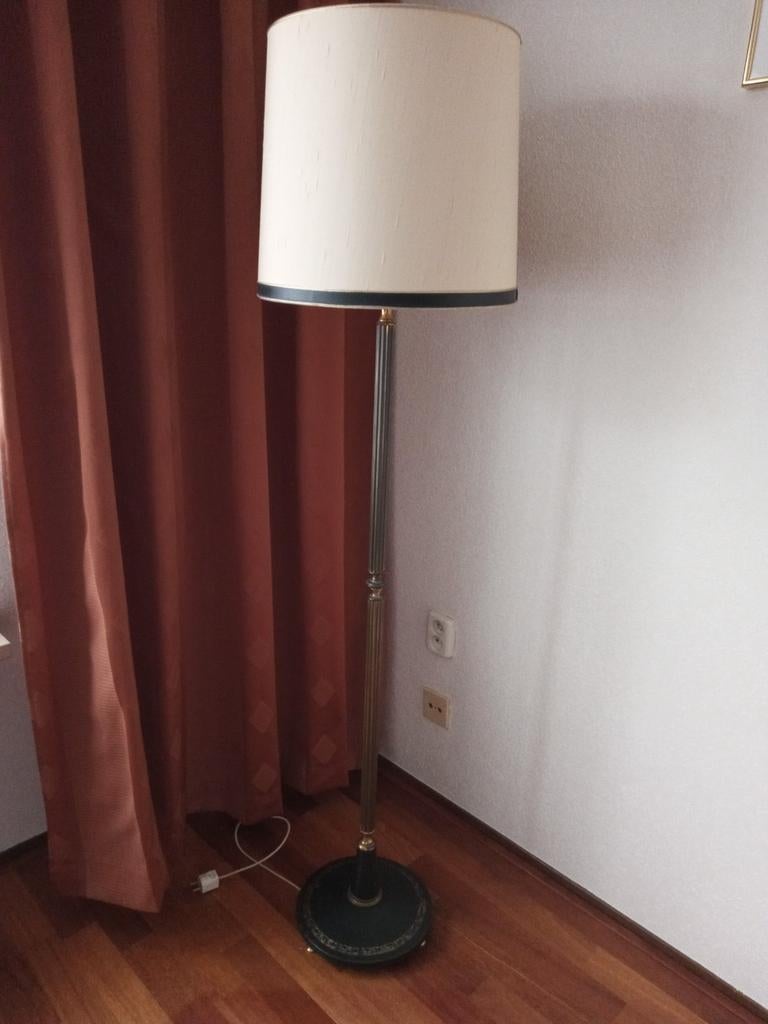 Vintage vloerlamp met leren voet, Ophalen, Gebruikt, Overige materialen, Vintage