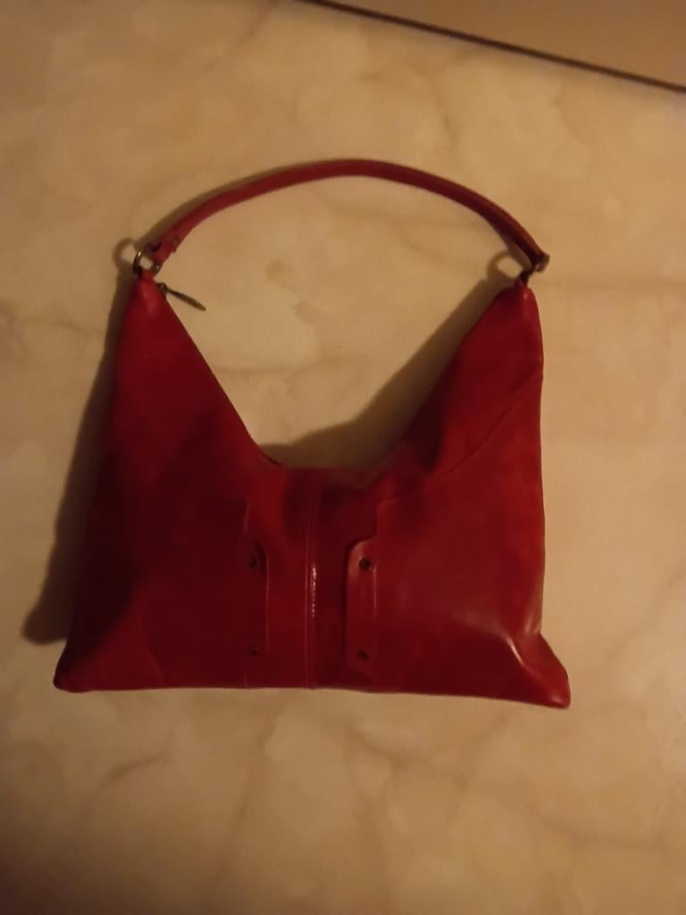 Rode leren schoudertas, Sieraden, Tassen en Uiterlijk, Tassen | Damestassen, Ophalen of Verzenden, Nieuw, Rood, Schoudertasje
