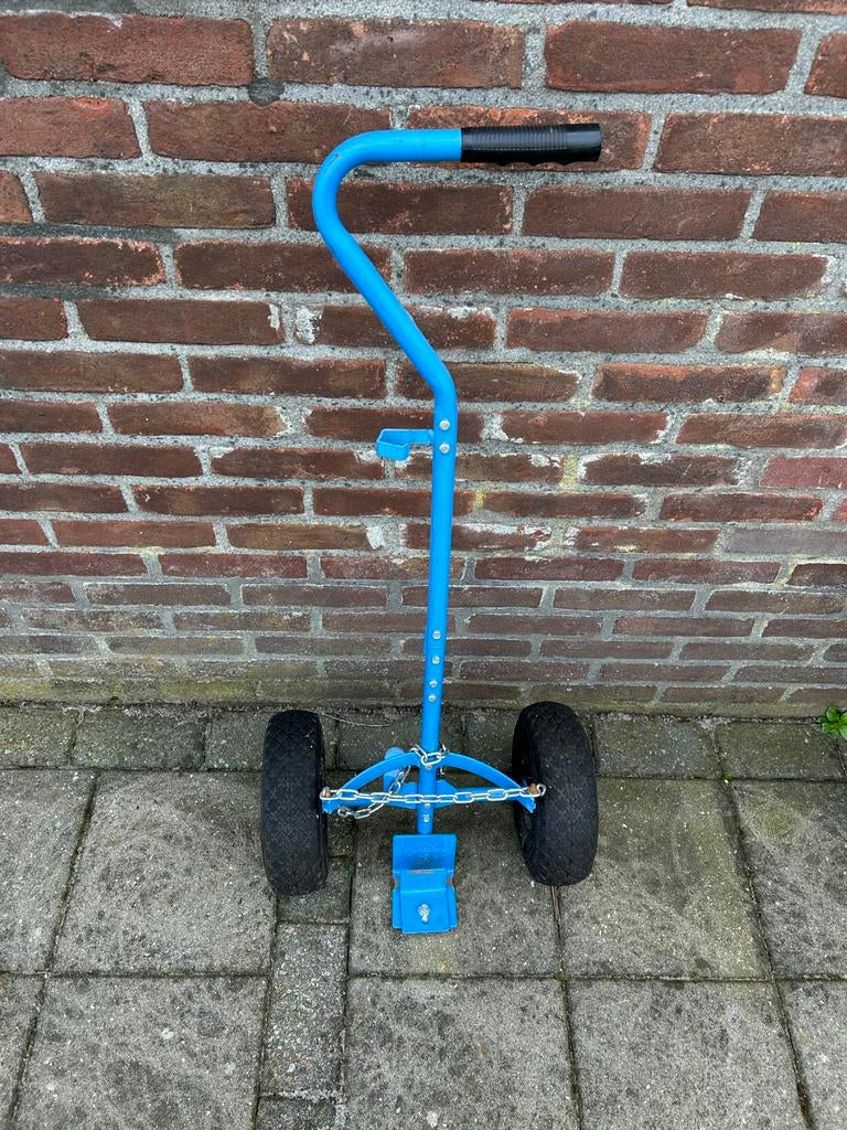 Blauwe gasfles transportkar, Doe-het-zelf en Verbouw, Transportwagens, 100 liter of meer, Ophalen, Gebruikt, Transportkar
