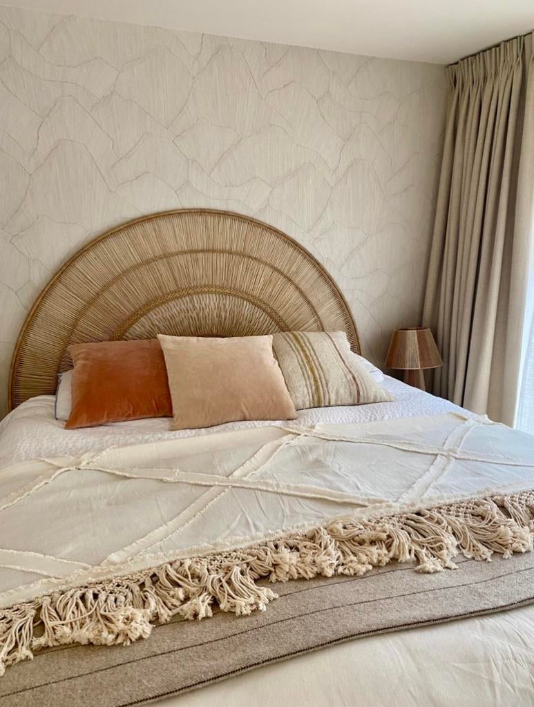 Hoofdeinde riet rotan malawi, Ophalen, Zo goed als nieuw, Eenpersoons, Hout