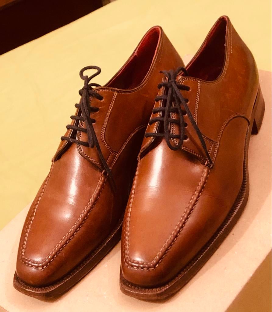 Santoni Derby Kalfsleer Cognac Schoen Mt US 7,5 (EU39) B, Kleding | Dames, Ophalen, Gedragen, Bruin, Schoenen met lage hakken