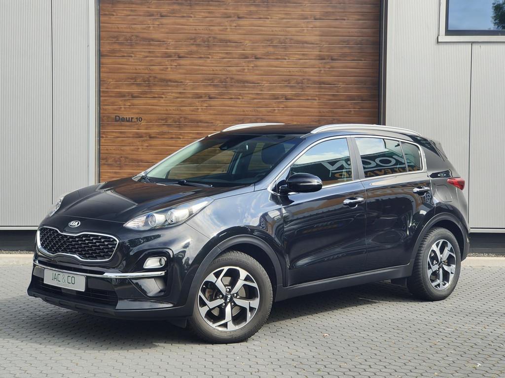 Kia Sportage 1.6 T-GDI Dynamic Line Automaat, Gebruikt, 4 cilinders, Leder en Stof, Zwart