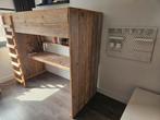 Hoogslaper steigerhout met bureau + gratis zitje met lade, Ophalen, Gebruikt, Hoogslaper