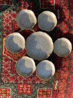 antieke 7 delige tinnen pindaset uit Nederlands Indie., Ophalen of Verzenden