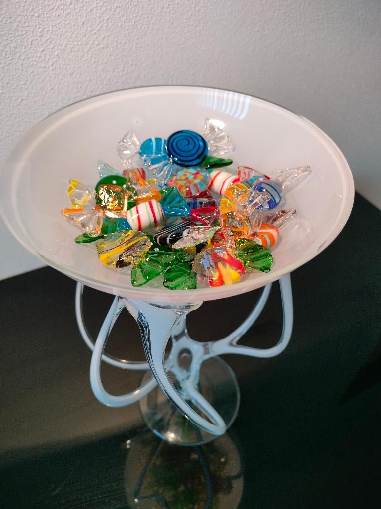 Vintage Schaal Krosno Melkwit Murano Snoep Sweets 1980, Ophalen of Verzenden