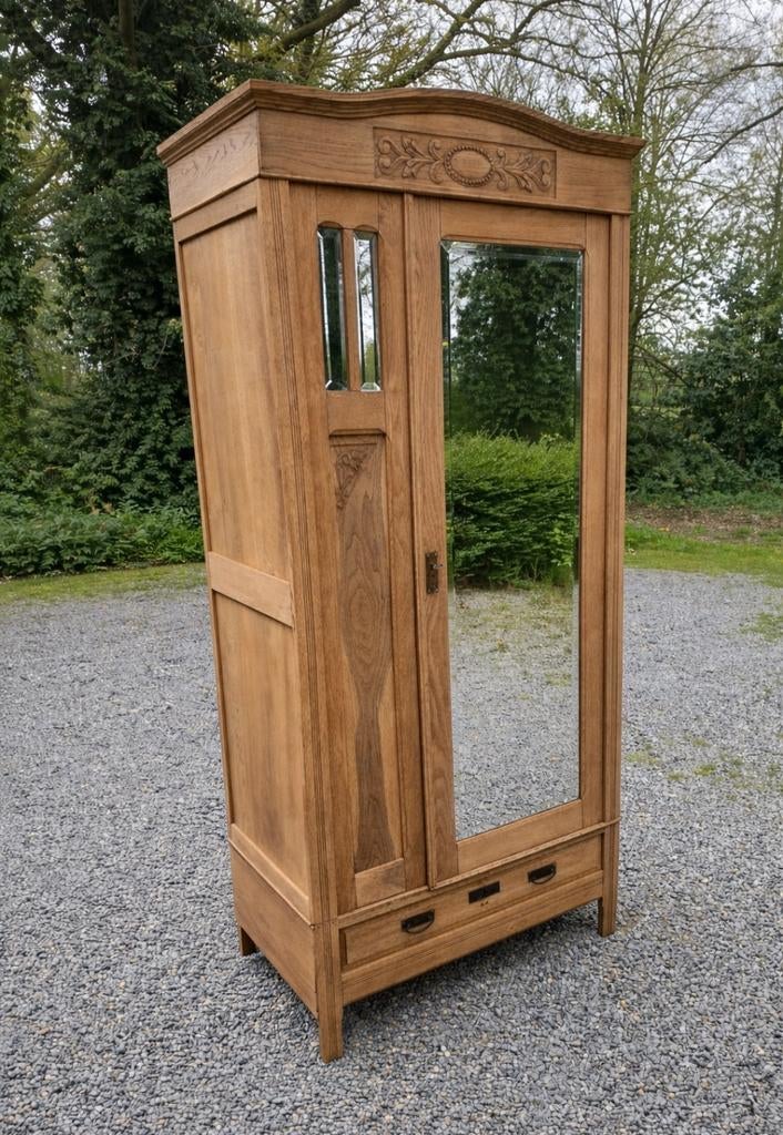 Antieke eiken linnenkast., Ophalen, Gebruikt, 50 tot 75 cm, 150 tot 200 cm