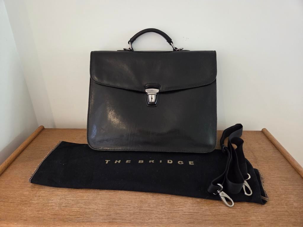 The Bridge Uomo Aktetas - Zwart Leer, Ophalen of Verzenden, Zo goed als nieuw, Zwart