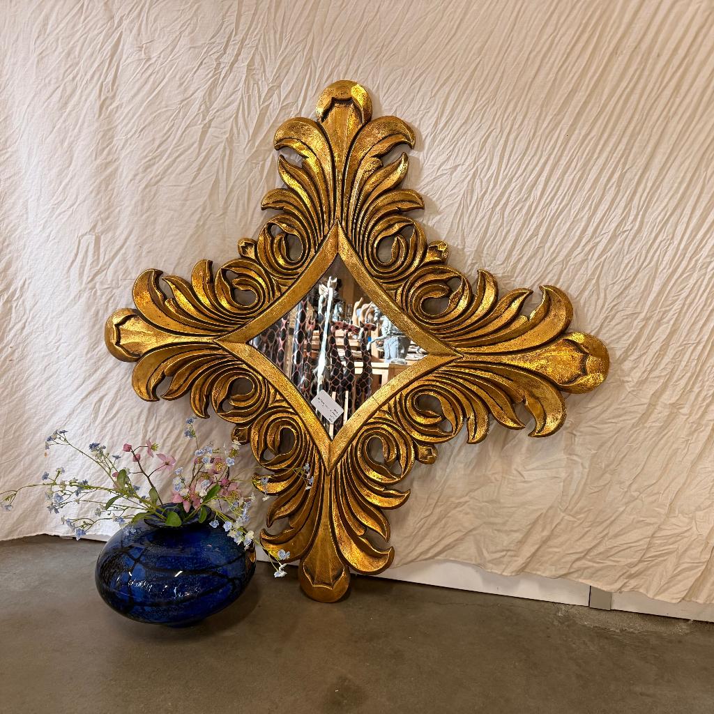 Barok Spiegel – houten lijst goud - 70 x 70 cm- TTM Wonen