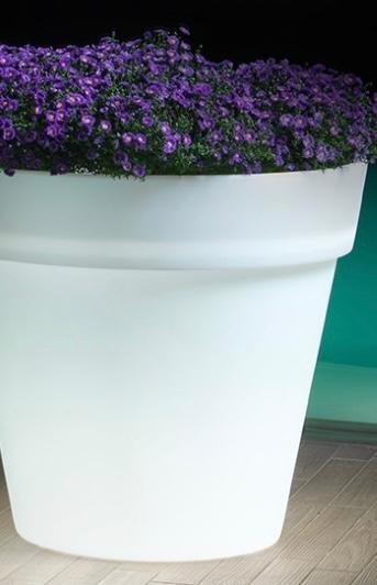 LED bloempot 2 stuks, Ophalen, Kunststof, 40 cm of meer, Rond
