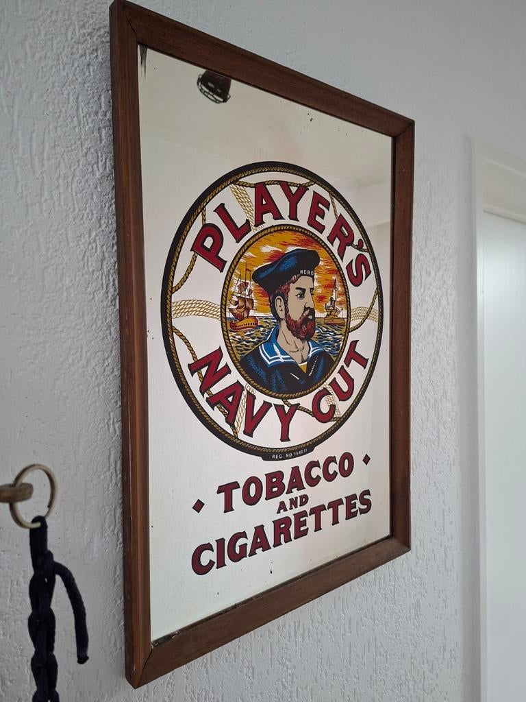 Players vintage retro mancave cafespiegel reclamespiegel, Ophalen, Rechthoekig, Minder dan 50 cm
