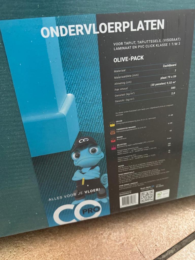 Co-Pro Olive-Pack Ondervloer 7mm - 35m2 nieuw, Huis en Inrichting, Stoffering | Vloerbedekking, Overige typen, Nieuw, Ophalen of Verzenden