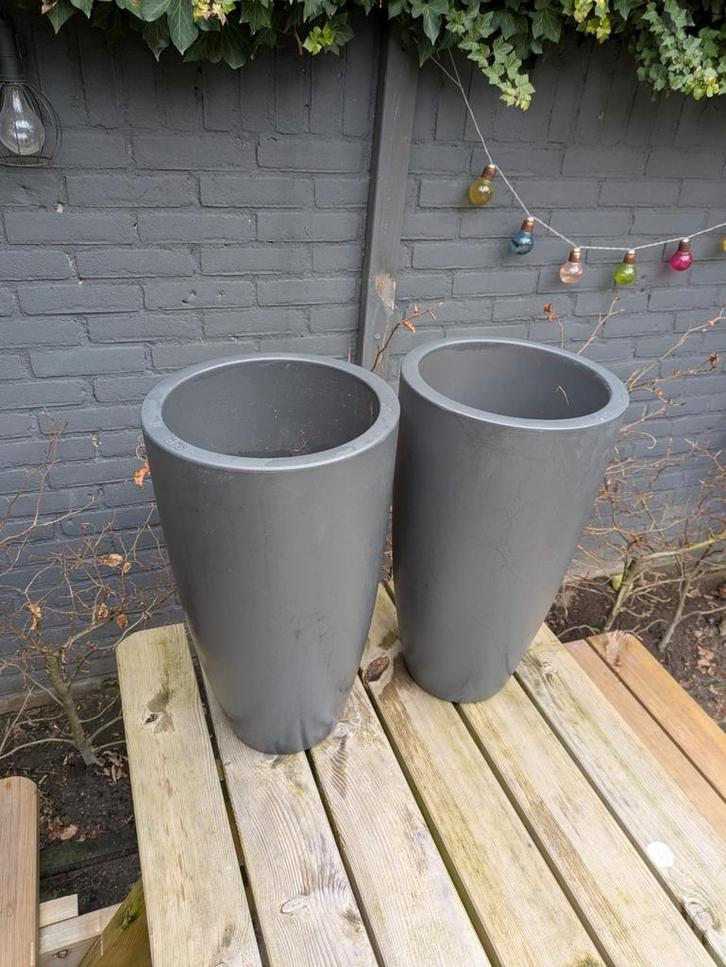 2 stuks grote Elho antraciet kunststof potten, Tuin en Terras, Bloembakken en Plantenbakken, Kunststof, Minder dan 30 cm, Rond