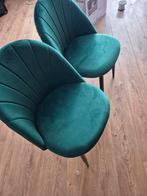 2 velvet groene eetkamerstoelen. De prijs is voor het set., Ophalen, Gebruikt, Minder dan 75 cm, Stof