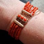 Prachtige armband met bloedkoralen en gouden sluiting., Ophalen of Verzenden, Goud