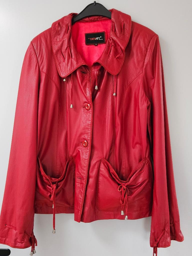 Rood leren damesjasje maat 44, Kleding | Dames, Maat 42/44 (L), Ophalen of Verzenden, Jasje, Rood