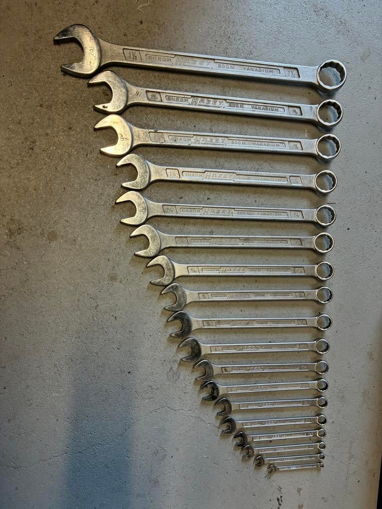 Hazet 600N ringsteeksleutelset inch 18-delig, Ophalen of Verzenden, Gebruikt