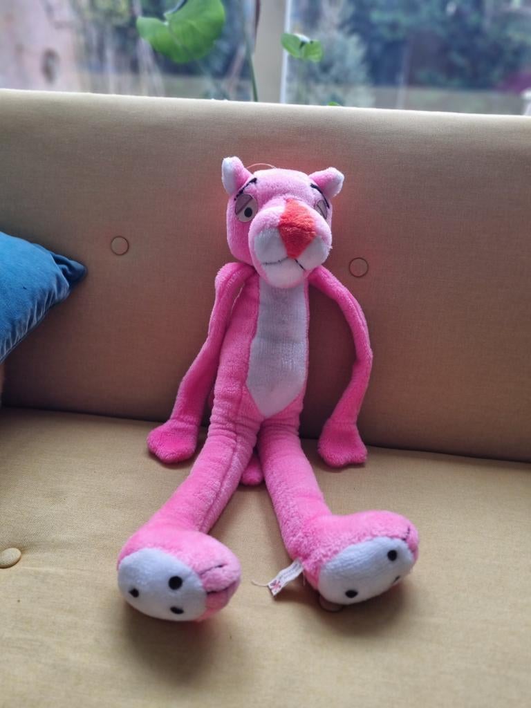 Vintage Pink Panther knuffel uit 1983 - Grote pluche, Gebruikt, Pink panther, M, Ophalen of Verzenden