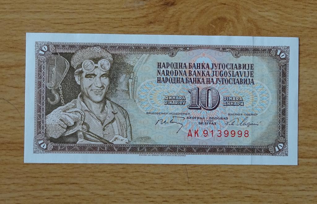 Bankbiljet 10 Dinara, Joegoslavië 1968., Ophalen of Verzenden, Joegoslavië, Los biljet