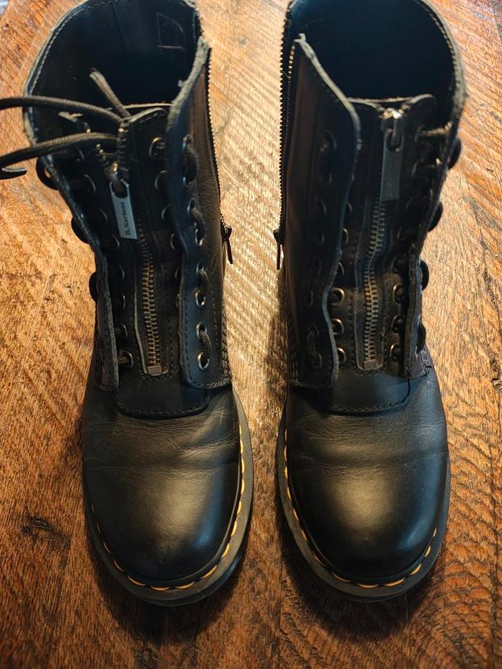 Leren Dr. Martens laarzen met rits en veters, Kleding | Dames, Schoenen, Zo goed als nieuw, Lage of Enkellaarzen, Zwart, Ophalen of Verzenden