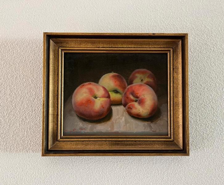 Schilderij pruimen op paneel. Giuseppe Cacciapuoti., Antiek en Kunst, Kunst | Schilderijen | Klassiek, Ophalen