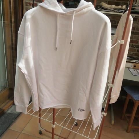 Sweater met kap nieuw wit tekst Luc De Maeght mt XL, Kleding | Dames, Wit, Maat 46/48 (XL) of groter, Nieuw, Ophalen of Verzenden