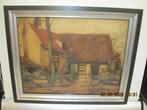 AJ van T Hoff Adriaan boerderij 1930 afm 64,5/52,5 (377), Antiek en Kunst, Ophalen of Verzenden