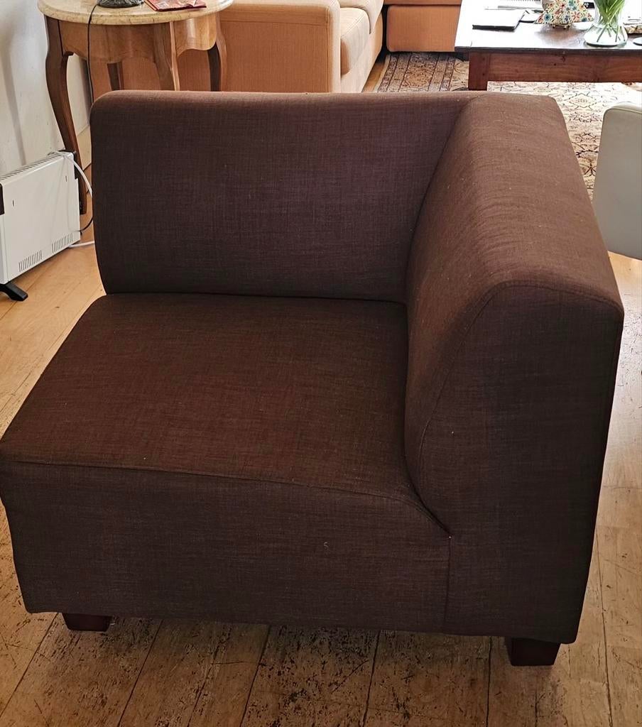 Comfortabele Bruine Stoffen Hoekbank /relax  Lounge Fauteuil, Ophalen, Zo goed als nieuw