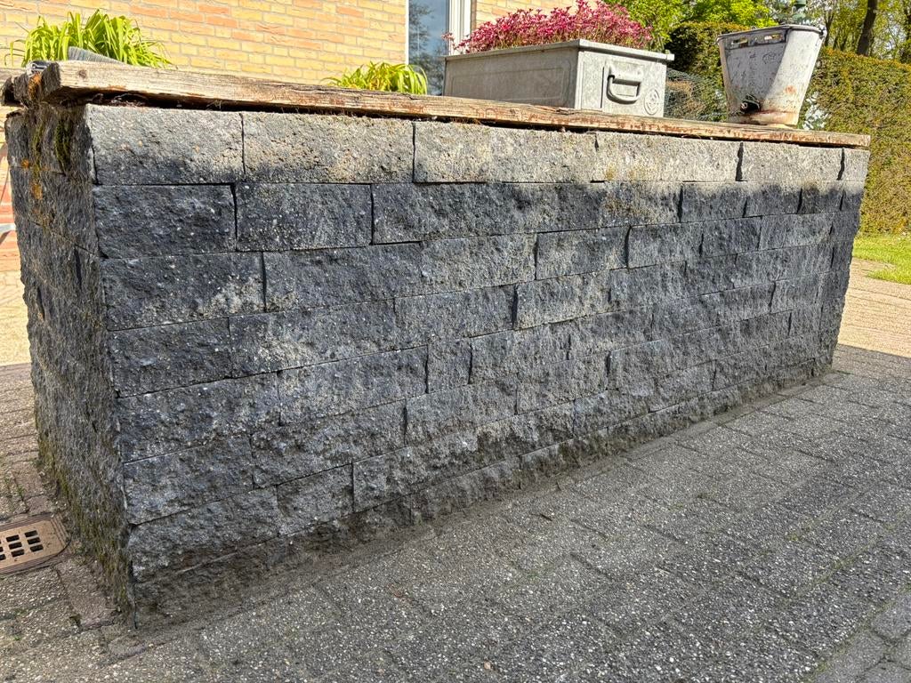 Stapelblokken muurblokken robuust antiek blauw/grijs, Tuin en Terras, Bloembakken en Plantenbakken, Ophalen, Gebruikt, Minder dan 30 cm