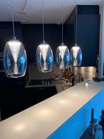Dimbare hanglamp met 4 rookglas kelken en spiraal LED licht, Ophalen of Verzenden, Zo goed als nieuw, Glas, 75 cm of meer
