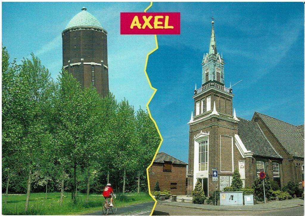 Ansichtkaart Axel, Zeeuws Vlaanderen, toren, kerk, Verzamelen, Ophalen of Verzenden, 1980 tot heden, Ongelopen, Zeeland