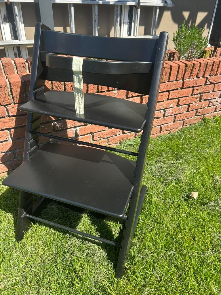Stokke tripp trapp met beugel en leertje, Ophalen, Gebruikt, Meegroeistoel, Aanschuifbaar