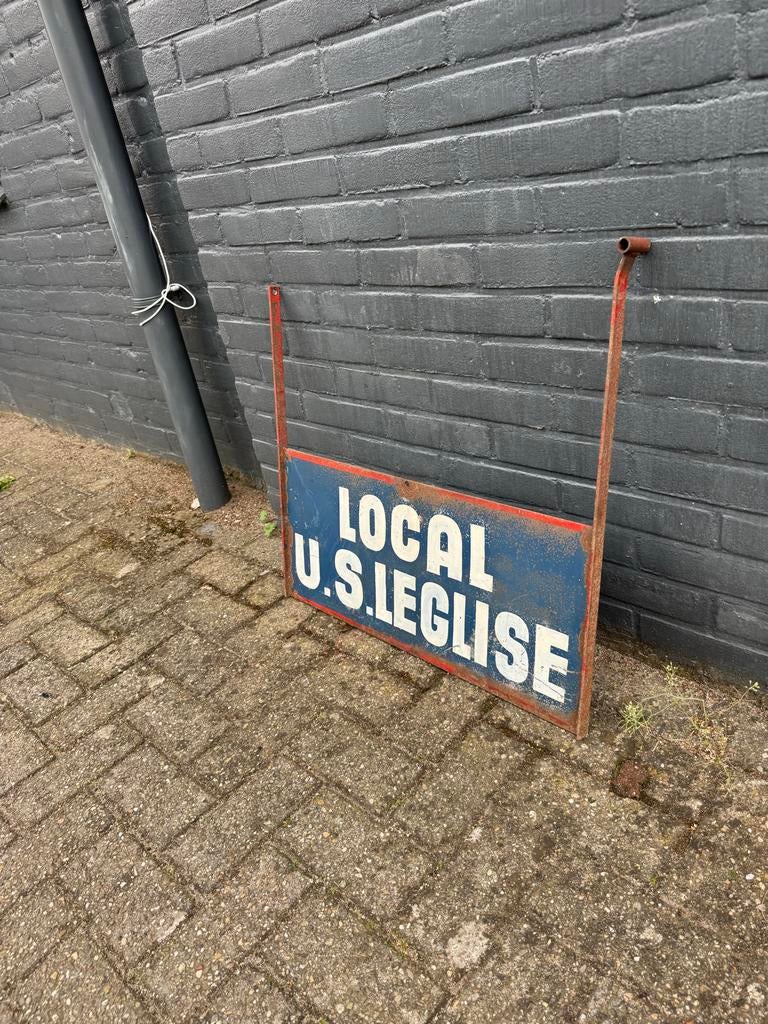 Vintage Reclame Bord "LOCAL U.S. LEGLISE" - Uniek Verzamelob, Antiek en Kunst, Curiosa en Brocante, Ophalen