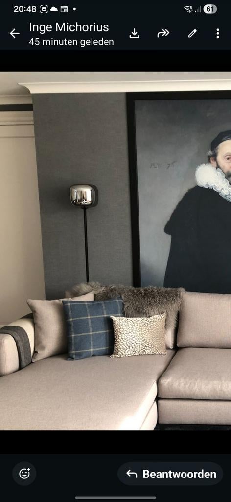 Moderne zwarte vloerlamp met zilveren bol, 170 cm hoog, Huis en Inrichting, Lampen | Vloerlampen, Gebruikt, Ophalen of Verzenden